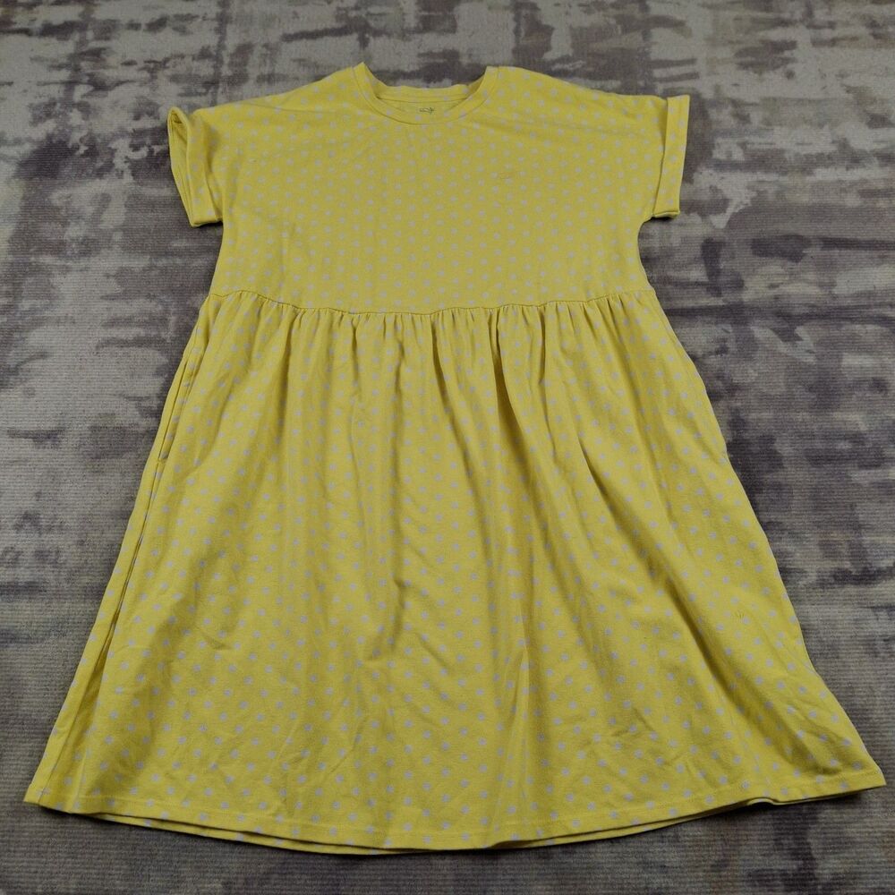 Vineyard Vines Girls Size L 14 Yellow Polka Dot Babydoll T Shirt Stretch Dress